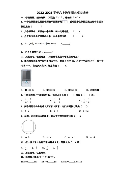 2023届福建省南平市政和县六年级数学第一学期期末复习检测模拟试题含解析