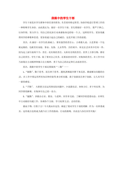 上海市上海师大附中高中语文学生优秀作文我眼中的学生干部素材