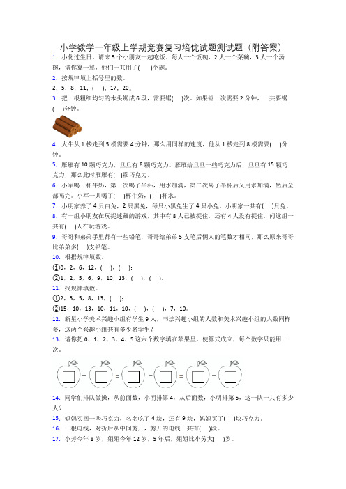 小学数学一年级上学期竞赛复习培优试题测试题(附答案)