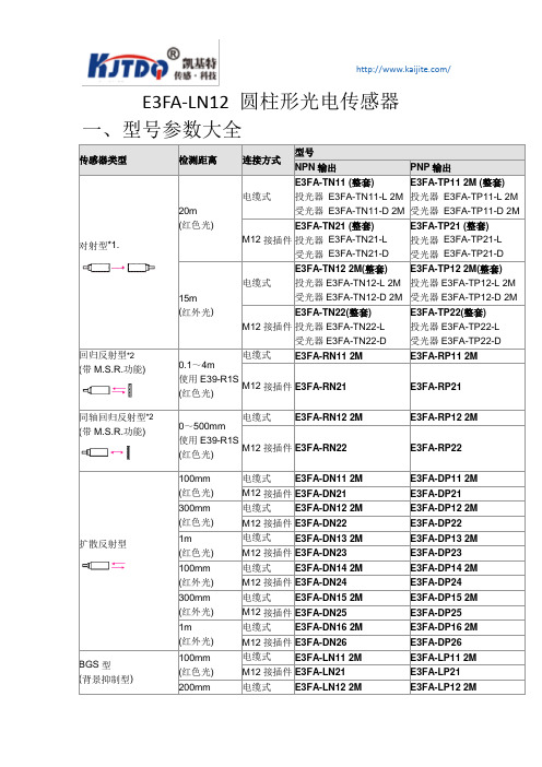 E3FA-LN12 圆柱形光电传感器