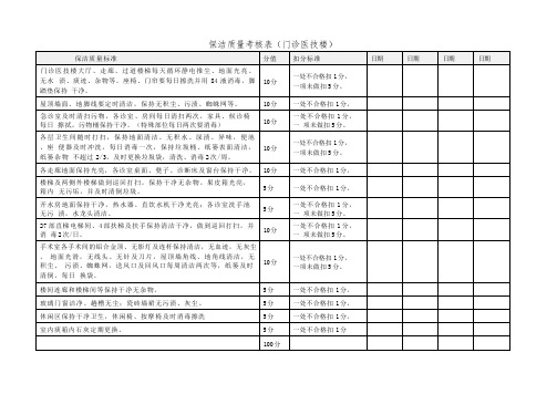 医院物业质量考核表