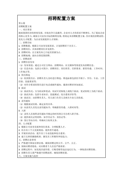 招聘配置方案