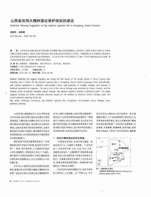 山西省洪洞大槐树遗址保护规划的建议