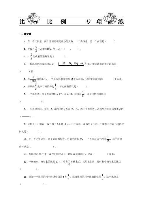 小学六年级下册数学比例专项复习题