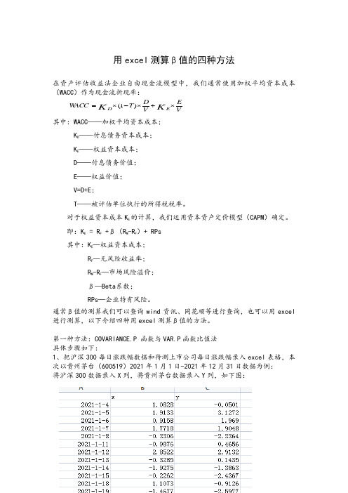 用excel测算贝塔值的4种方法