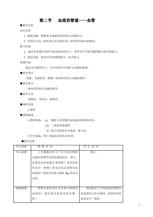 2.第二节_血流的管道—血管教案