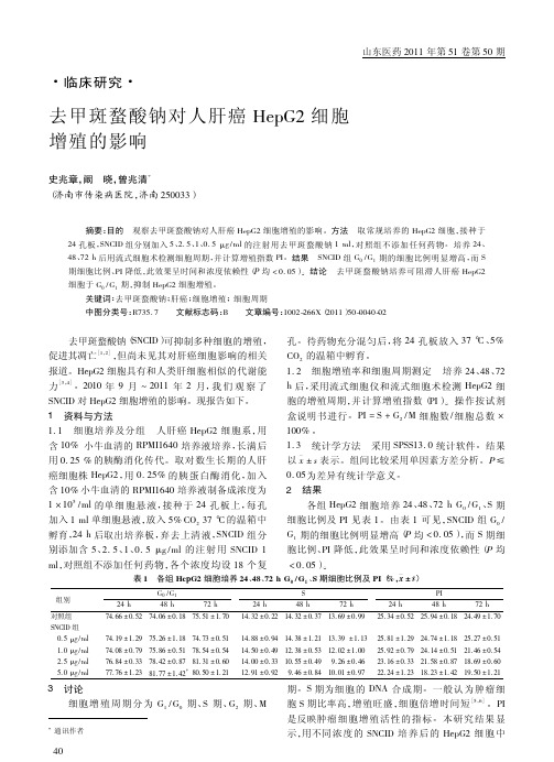 去甲斑蝥酸钠对人肝癌HepG2细胞增殖的影响