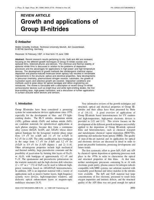 Growth and applications of group III-nitrides