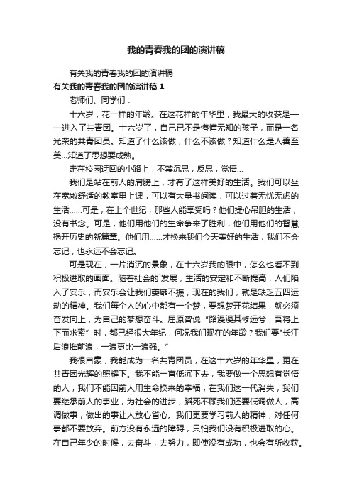 我的青春我的团的演讲稿