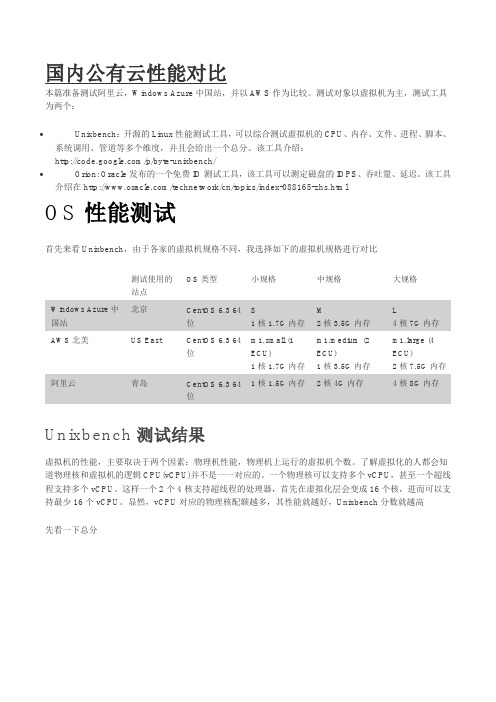 国内公有云性能对比