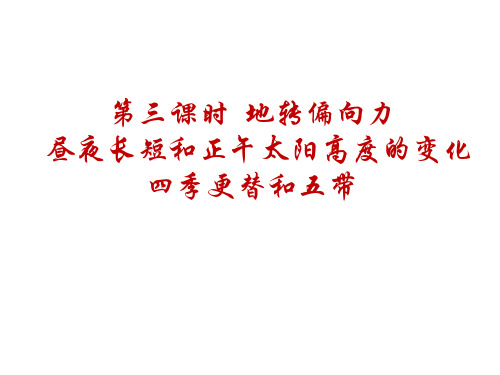 2第三课时地转偏向力昼夜长短和正午太阳高度的变化四季更替和五带精品PPT课件