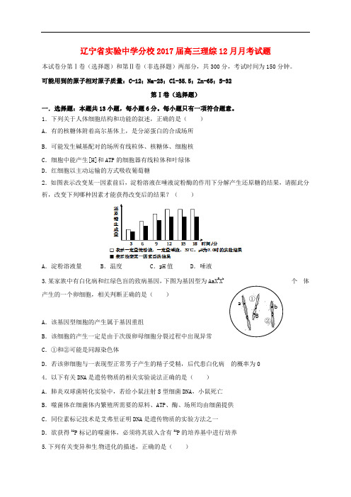 辽宁省实验中学分校高三理综12月月考试题