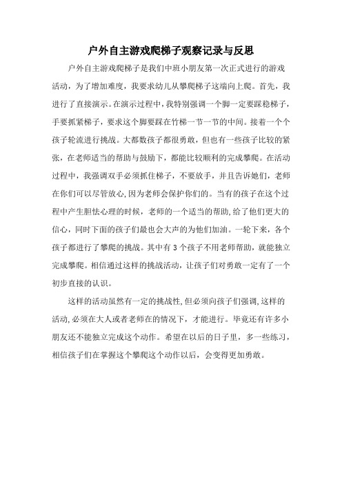 户外自主游戏爬梯子观察记录与反思