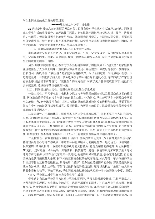 剖析小学生网瘾成因