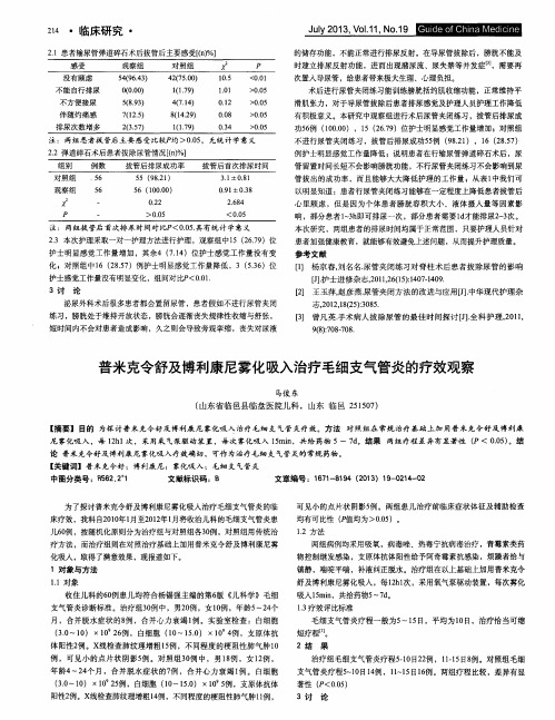 普米克令舒及博利康尼雾化吸入治疗毛细支气管炎的疗效观察