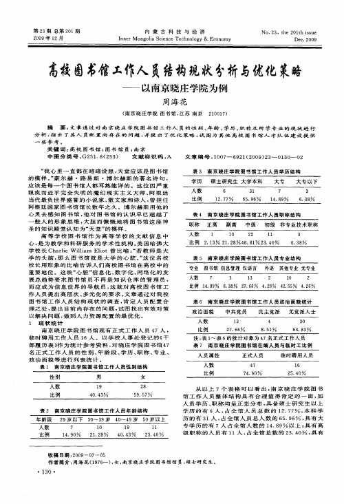 高校图书馆工作人员结构现状分析与优化策略——以南京晓庄学院为例