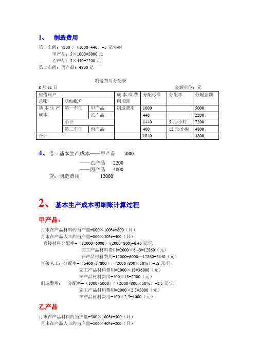 基本生产成本明细账