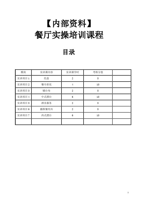 餐厅实际操作培训课程