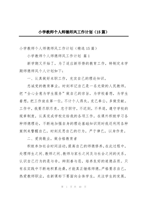 小学教师个人师德师风工作计划(15篇)