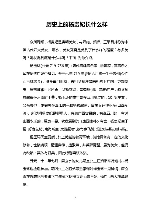 历史上的杨贵妃长什么样