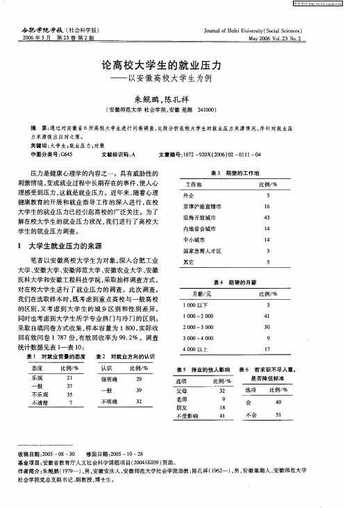 论高校大学生的就业压力——以安徽高校大学生为例