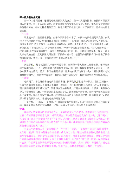 浙江省平湖市全塘中学八年级语文上册《再小的力量也是支持》作文素材5 浙教版