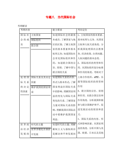 (课标版)2020年高考政治《高考风向标》 必修2 政治生活 专题8 当代国际社会 第1讲  走进国际社会