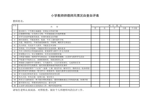 小学教师师德师风情况自查自评表