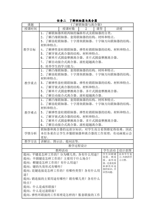 《机械基础》教学讲义 4 、熟悉机械联接 2、认识联轴器与离合器