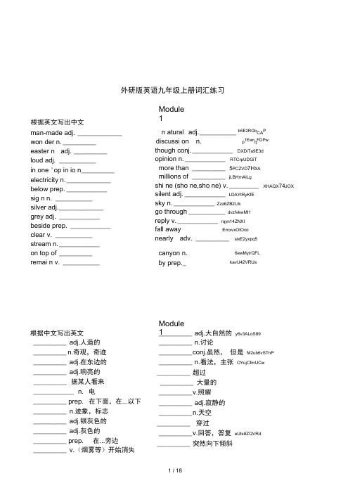 外研版英语九年级上册词汇练习