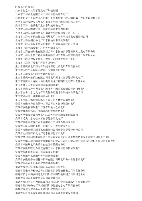 各省电厂名单