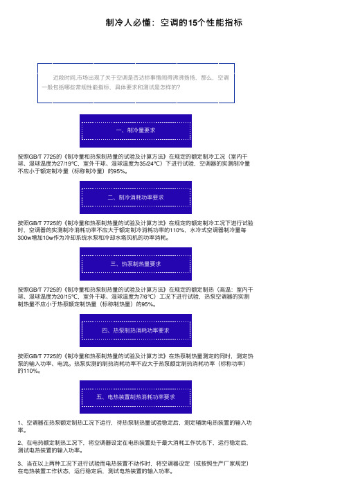 制冷人必懂：空调的15个性能指标