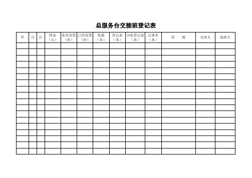 前台服务员交接班登记表