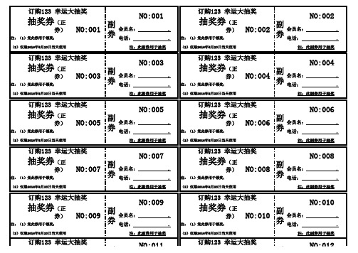 免费抽奖券模板200张