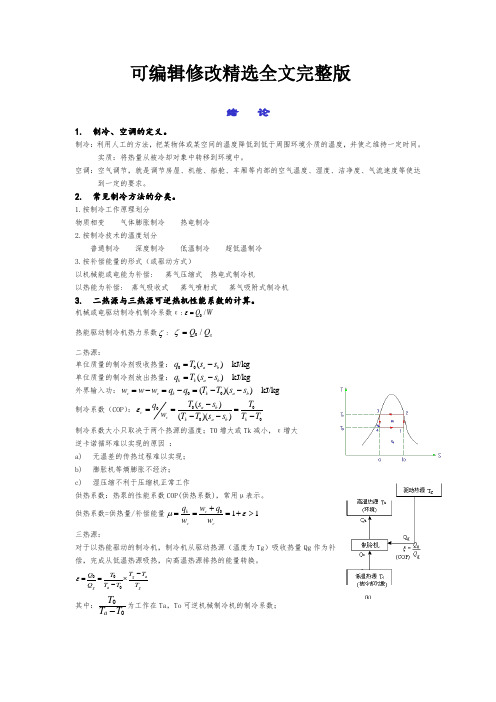 制冷复习大纲-整理版精选全文