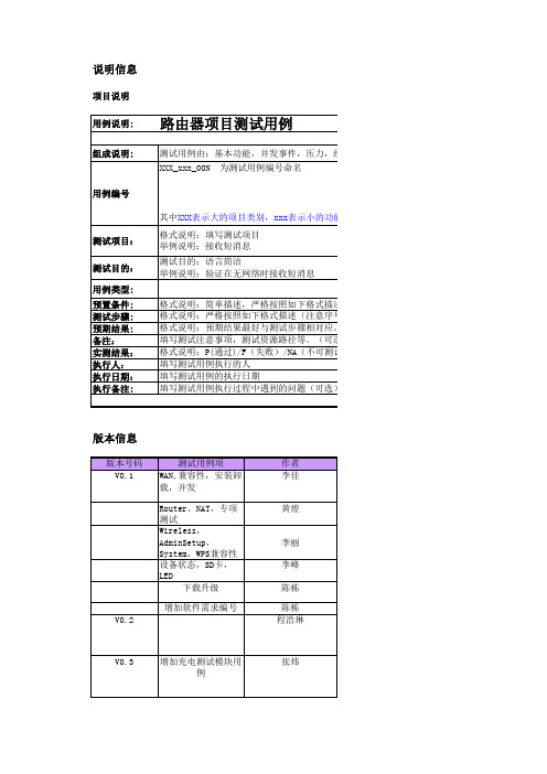 路由器项目测试用例集V.