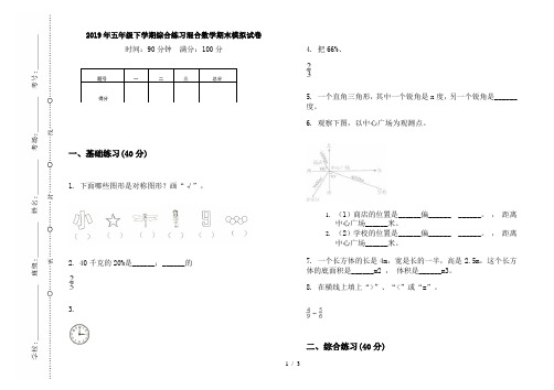 2019年五年级下学期综合练习混合数学期末模拟试卷