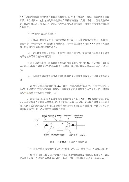 PLC分路器的封装过程包括耦合对准和粘接等操作