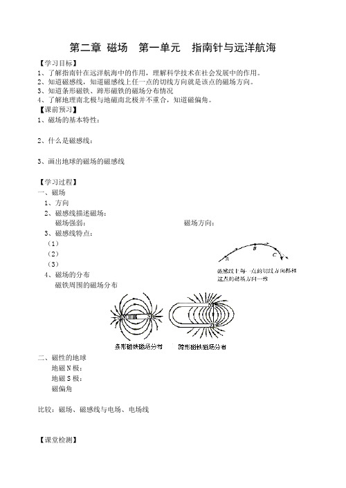 第二章 磁场  第一单元  指南针与远洋航海