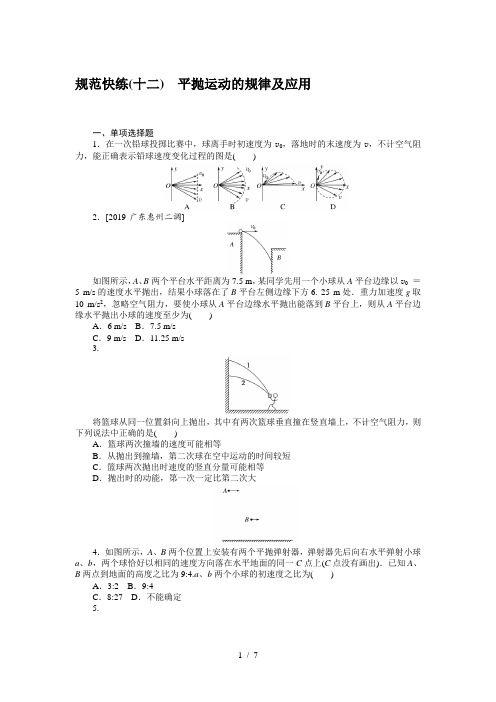 规范快练(十二)—2020届高中物理【新高考】一轮全程复习构思检测