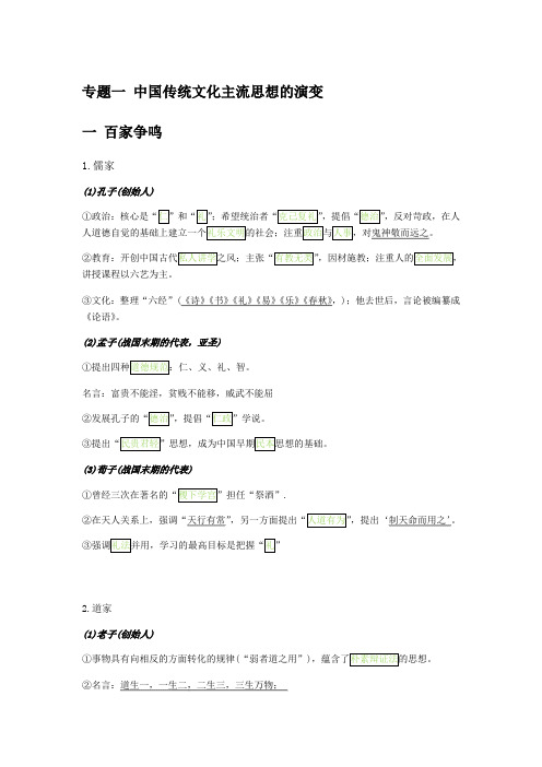 高中历史必修三专题一知识点整理