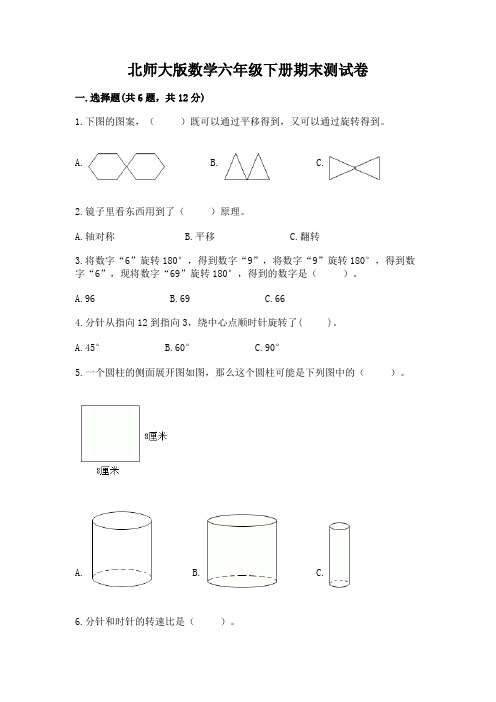 北师大版数学六年级下册期末测试卷含完整答案(考点梳理)