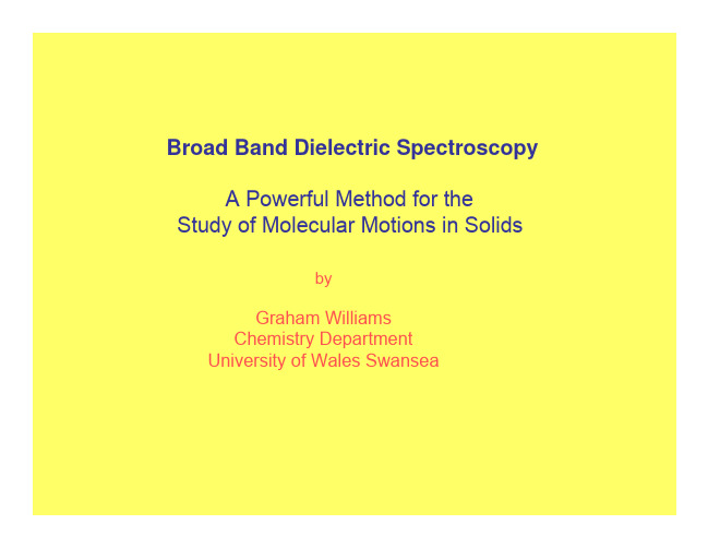 Broad Band Dielectric Spectroscopy -williams