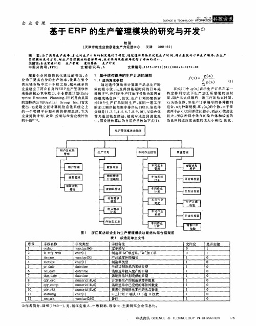 基于ERP的生产管理模块的研究与开发