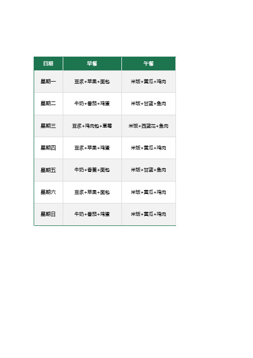 减肥计划表excel表格