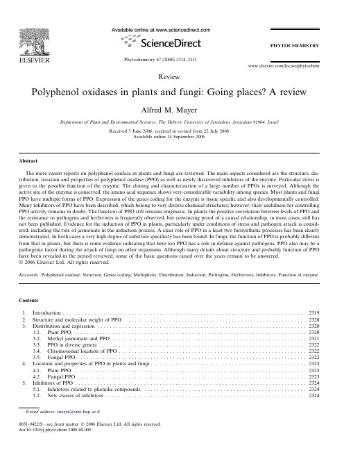 Polyphenol oxidases in plants and fungi Going places A review