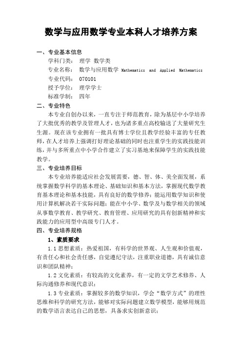 数学与应用数学专业本科人才培养方案