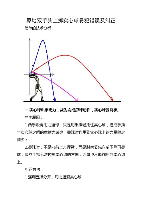 原地双手头上掷实心球易犯错误及纠正