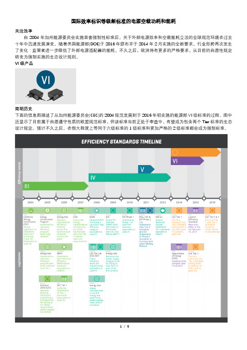 国际效率标识等级新标准的电源空载功耗和能耗