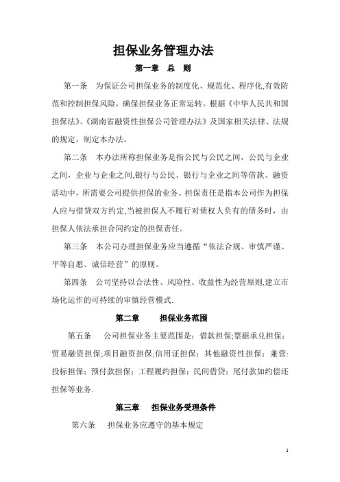 担保业务管理办法和操作流程..